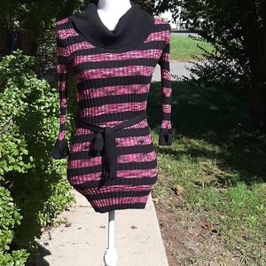 Pink & Black Striped Sweater Tunic